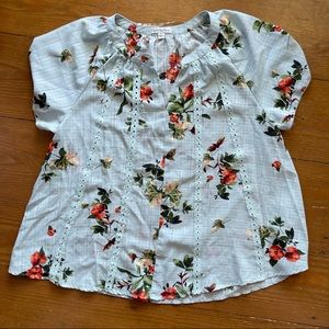 Ophelia Roe Floral Boho Blouse, size Small